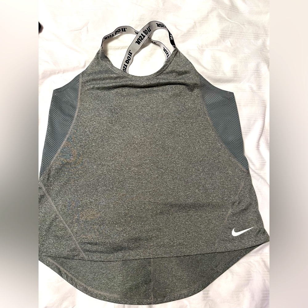 Nike Elastika Tank Top Grey, Black & White Fit Racerback Active Tee Womens Large